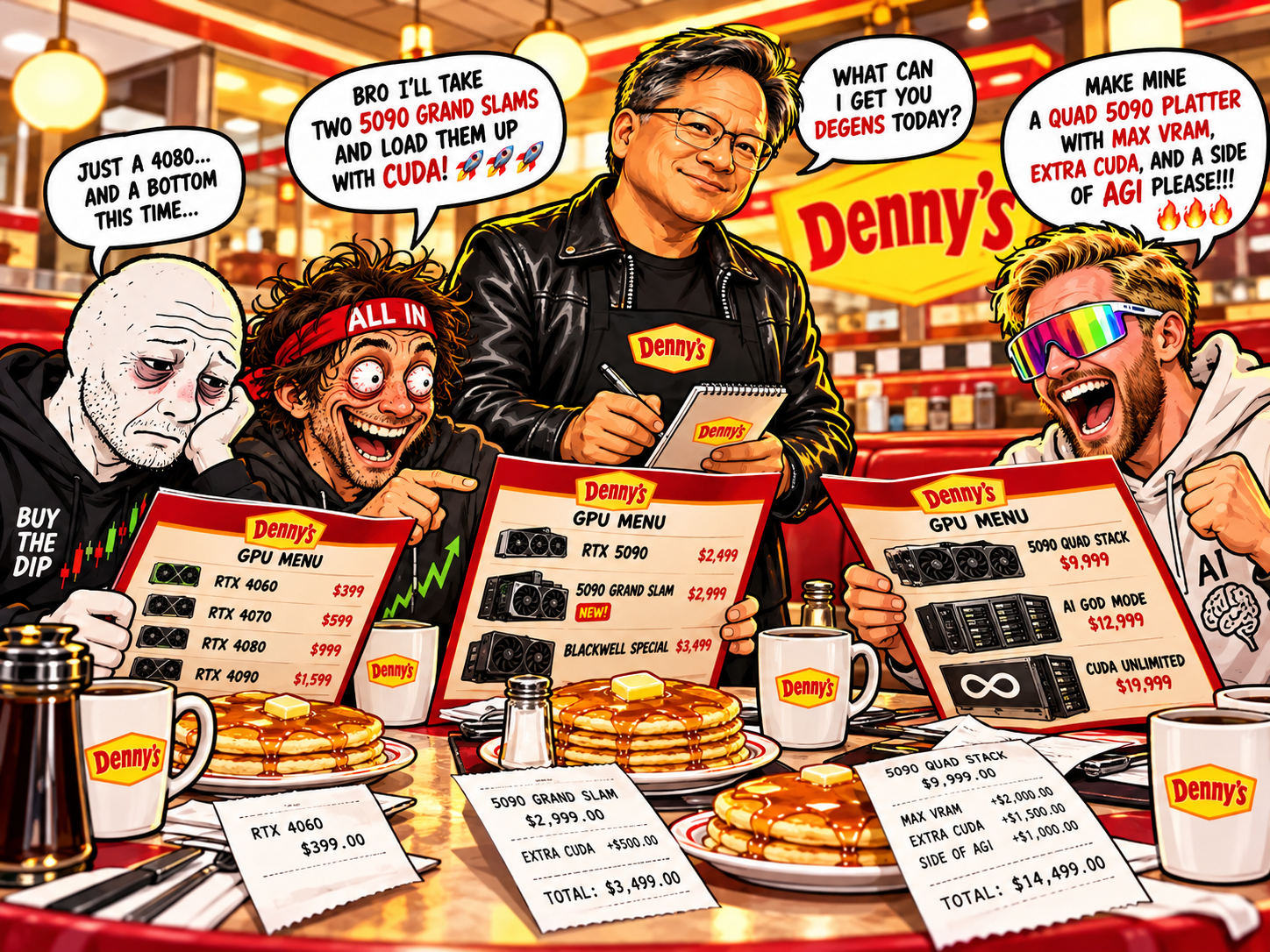 Jensen taking GPU breakfast orders from degens